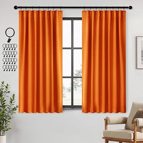 Miniatura 45 de ANRODUO - Cortinas opacas del 99% para dormitorio y sala de estar, con aislamiento térmico, trabillas traseras, bolsillo para cortinero, plisadas