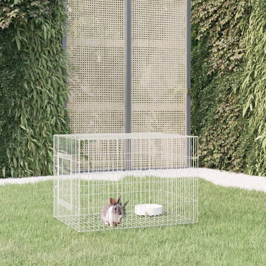 vidaXL Gabbia per conigli per interni ed esterni, per piccoli animali, recinto per conigli, recinto per animali domestici, con porta, 78 x 54 x 54 cm, ferro zincato