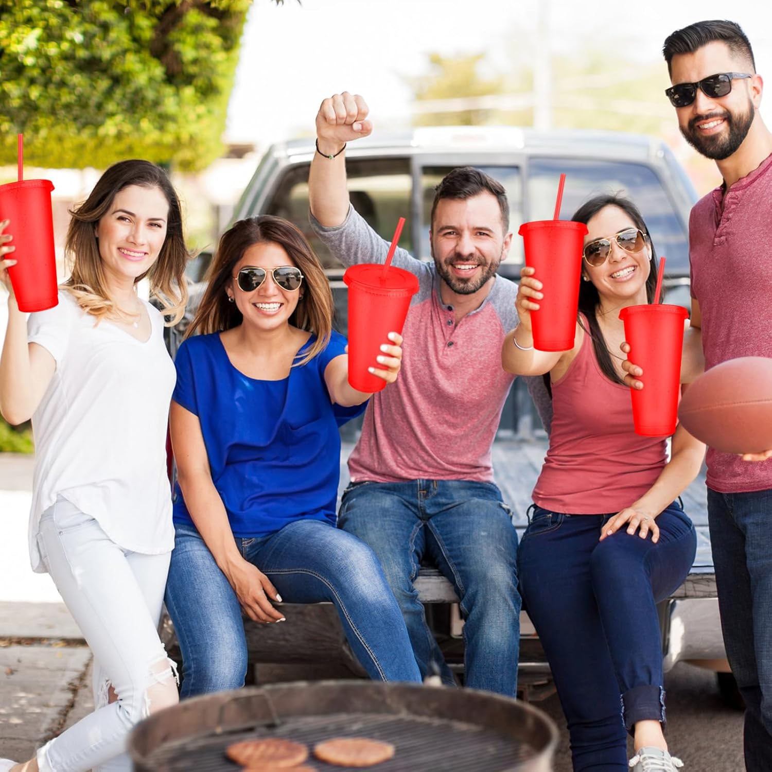 Hxezoc 16 Pieces Reusable Cups with Lids and Straws, 24 oz Glitter Plastic Tumbler Iced Coffee Cups Travel Mug Cup for Birthday Party, Smoothie Juices Beach Party, Bachelor Party (Red) - Image 8