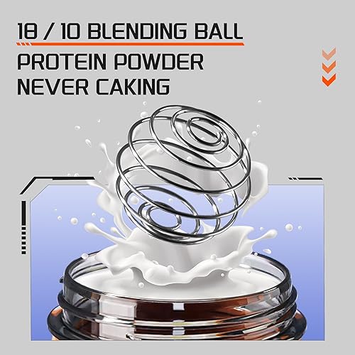 Miniatura 3 de TKK Blender Shaker Bottle 24 onzas con bola mezcladora de plástico para proteínas antes y después del entrenamiento, vaso mezclador de bebidas de