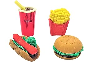 Assorted Colorful Fast Food Erasers for Kids