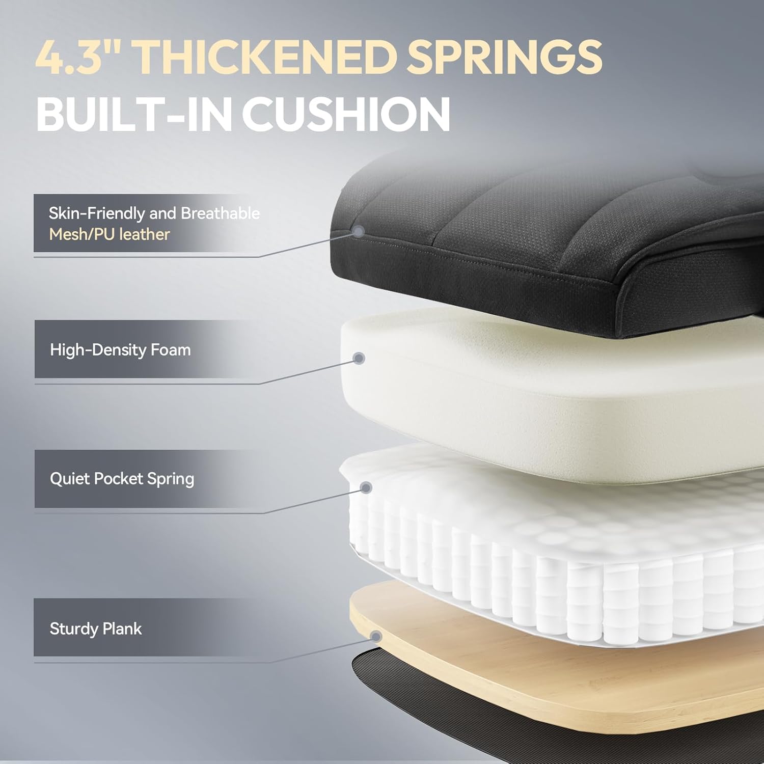 4.3 inch Thickened Springs Built-in Cushion