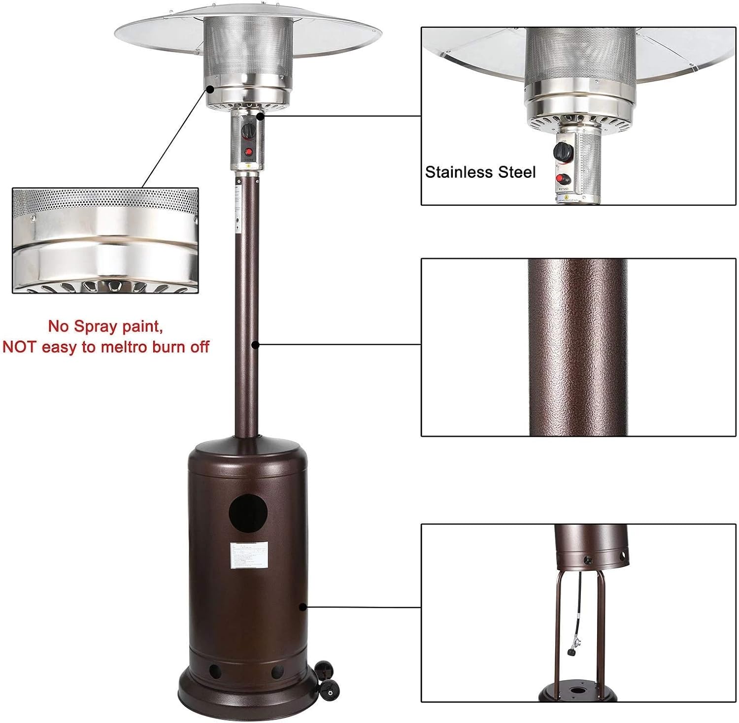 AIZYR Free Standing Outdoor Patio Heater - Patio Gas Heater Easy Control Bathroom Heater for Outdoor Restaurant Garden,Liquefied Gas