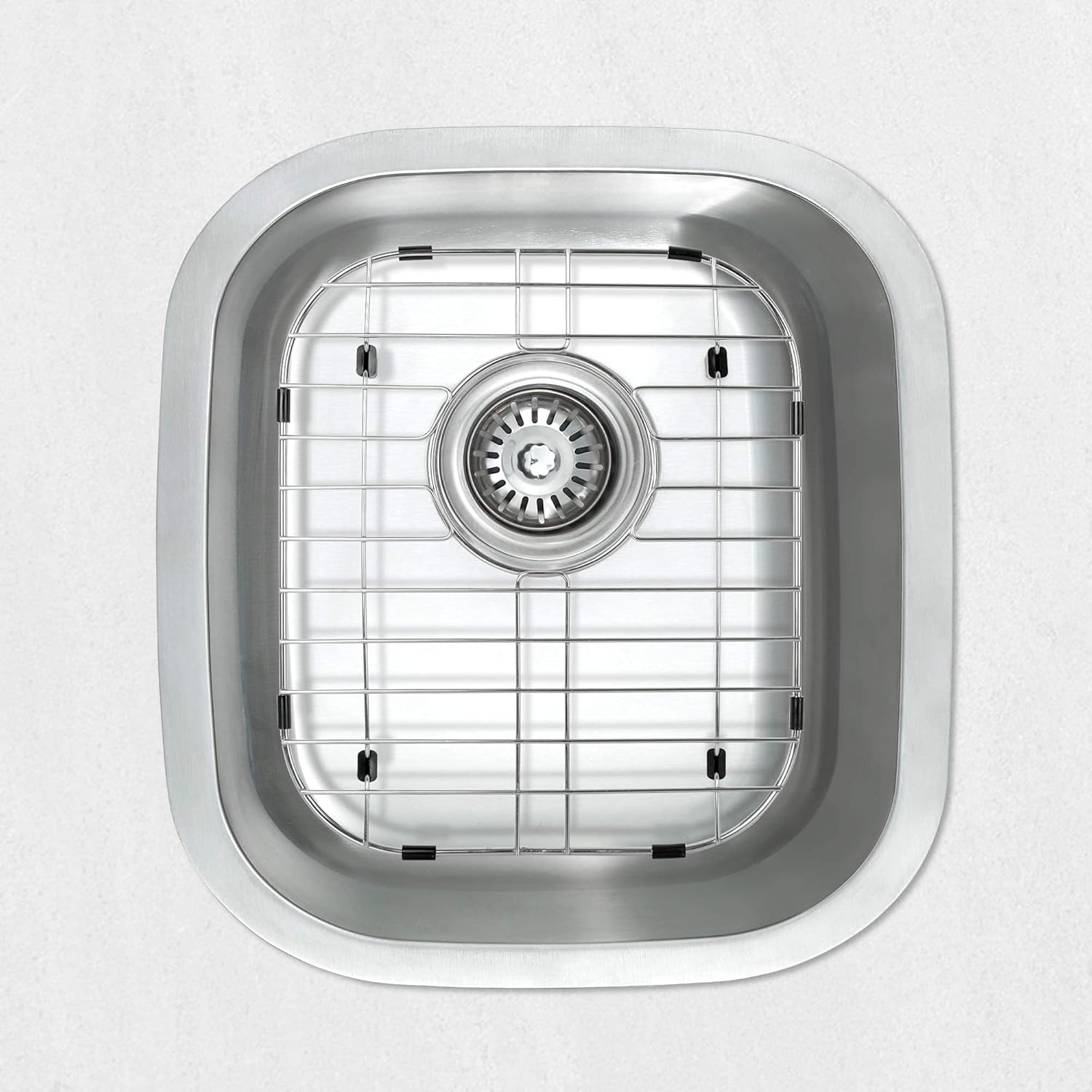 Kitchen Sink Grid and Stainless Steel Sink Protectors, Sinks Bottom Grid, Sinks Mats and Sink Racks for Bottom of Kitchen Sink, 11 5/8'' x 13 9/16'' with Rear Drain for Double Bowl