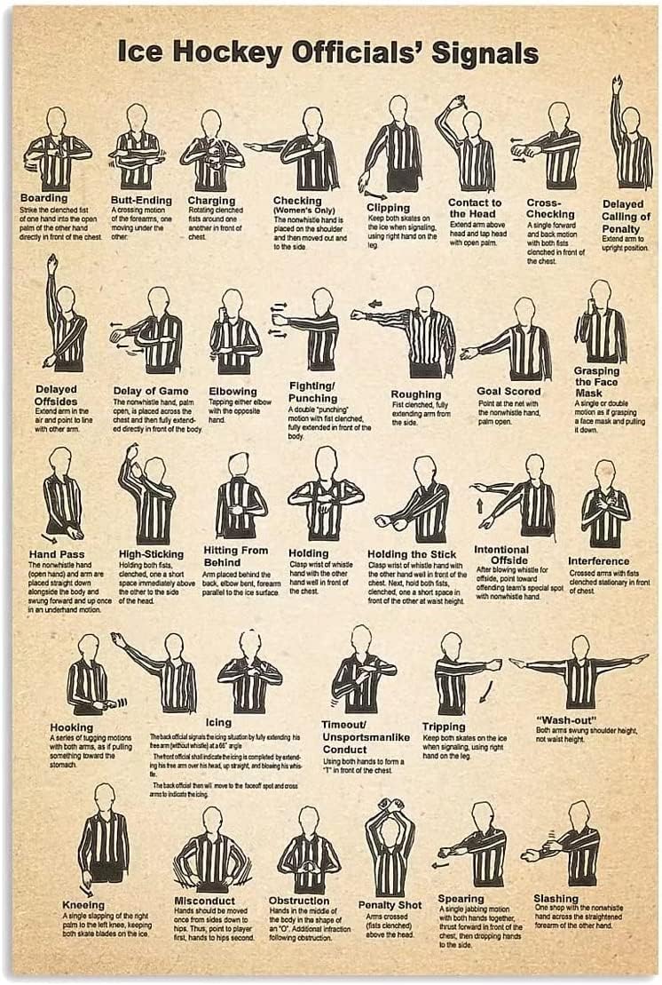 Youpinnong Ice Hockey Officials' Signals Metal Sign Vintage