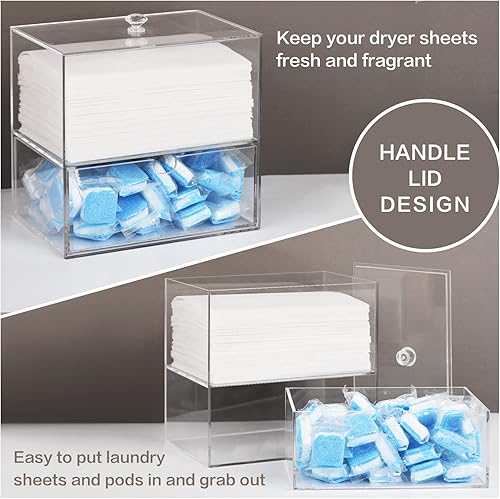 Miniatura 3 de Soporte para hojas de secadora, dispensador de hojas de secadora, caja de contenedores de acrílico para organización de lavandería, hojas de