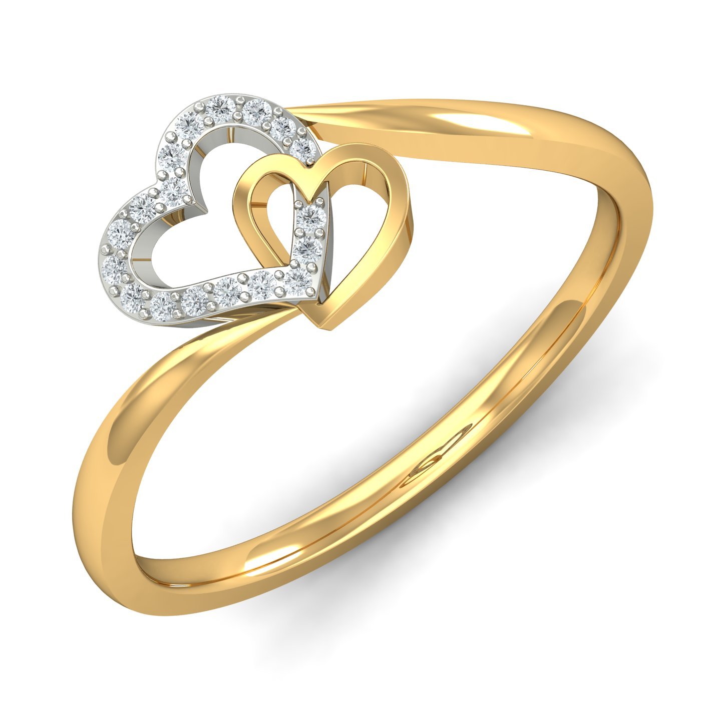 14KT Yellow Gold Two Hearts Ring for Women-image-48