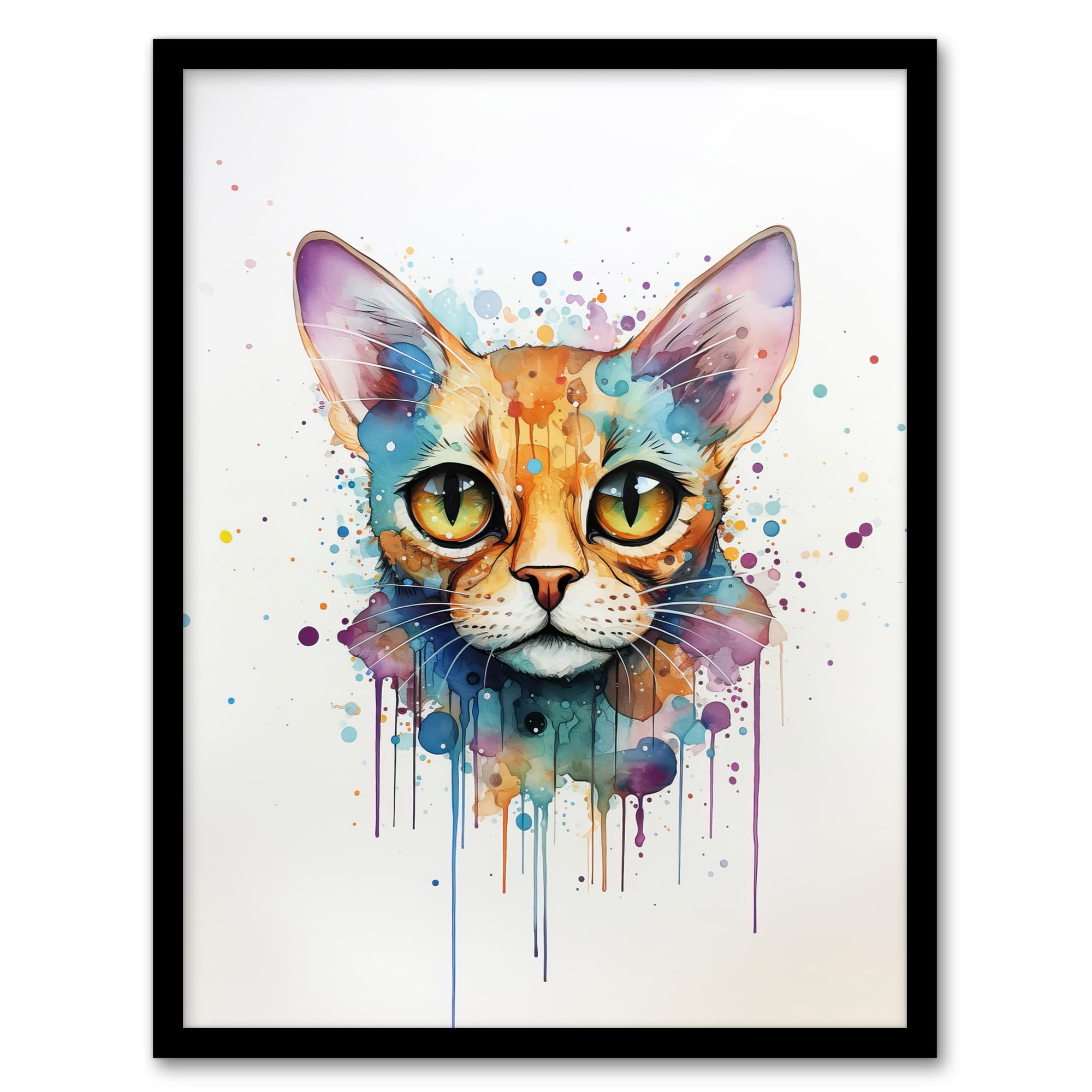 Artery8 Ocicat Lovers Gift Watercolour Pet Portrait Painting Artwork Artwork Framed Wall Art Print A4