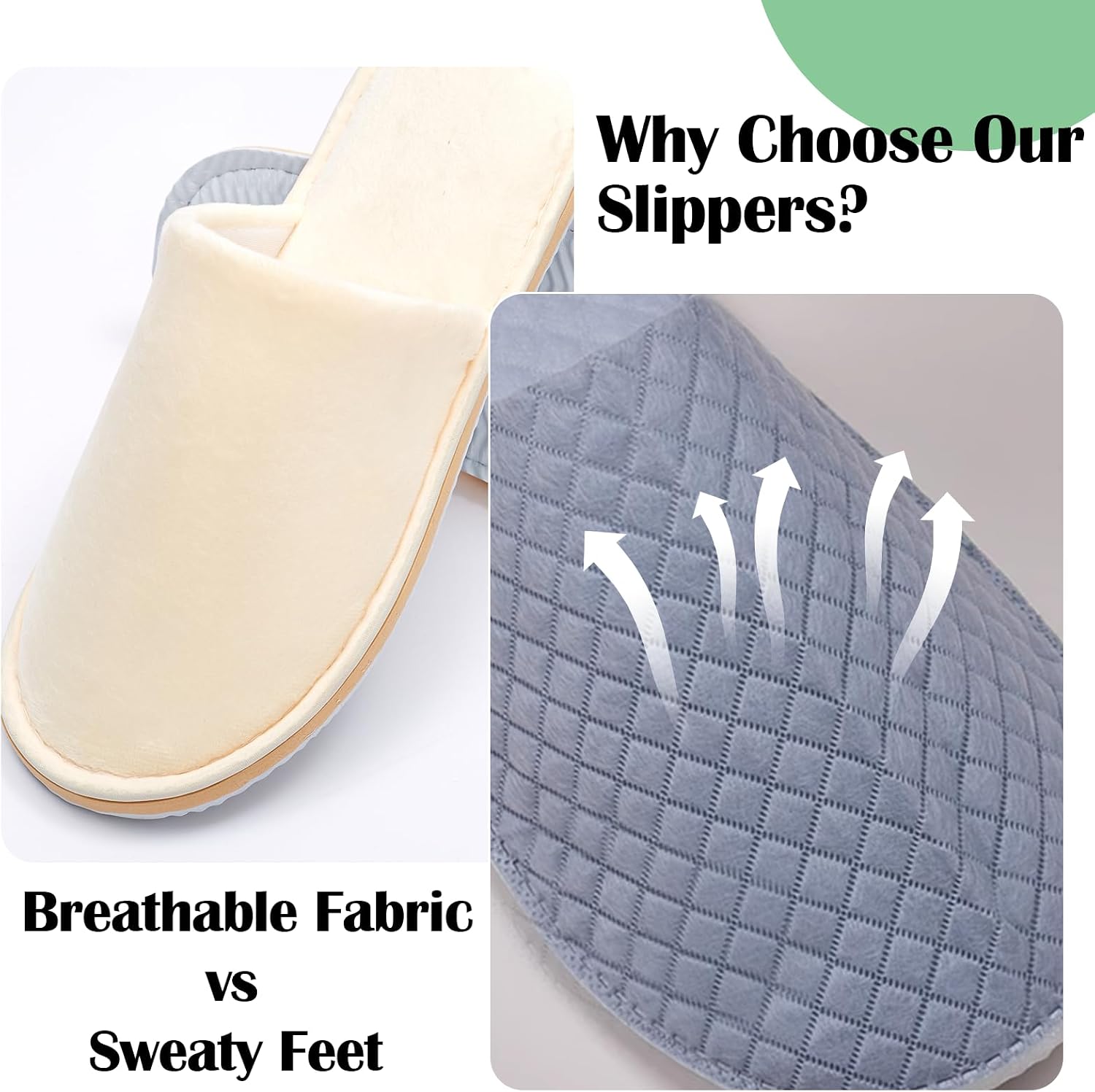 Breathable Hotel & Spa Slippers (16 Pairs) w/Cooling Grid - Non-Slip for Guests, Travel, Barefoot Friendly Homes | Sanitary Bulk Value Pack w/Pouch