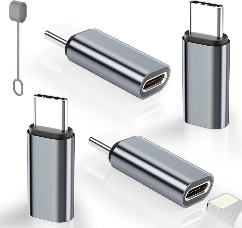 Thousover 4 Pack Lightning to USB C Adapter for iPhone 15/16/17 Pro/17 Pro Max,for iPhone 17/16 Charger,17/16 Accessories,Fast Charging & Data Transfer,USB C Charger Connector Cable (Gray)