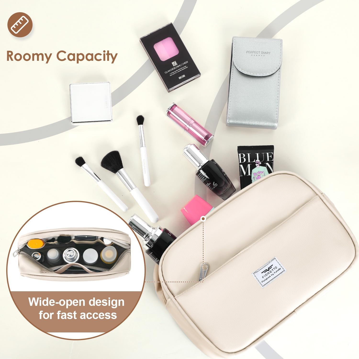 FIORETTO Womens Gym Tote Duffle Bag with Toiletry Bag, Sports Duffel Overnight Hospital Workout Carry on Bag for Girls with Wet Pocket & Shoe Compartment, Ideal for Travel, Swimming, Dance Beige - Image 6