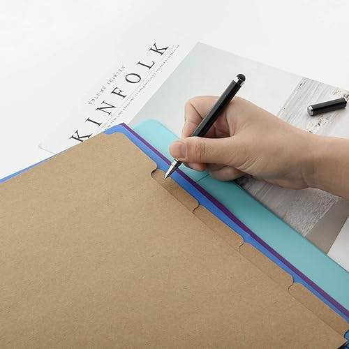 Miniatura 7 de Separadores de carpetas de 3 anillos con 5 pestañas para tamaño carta, corte de 15, 3 agujeros perforados, separadores de índice de papel kraft en