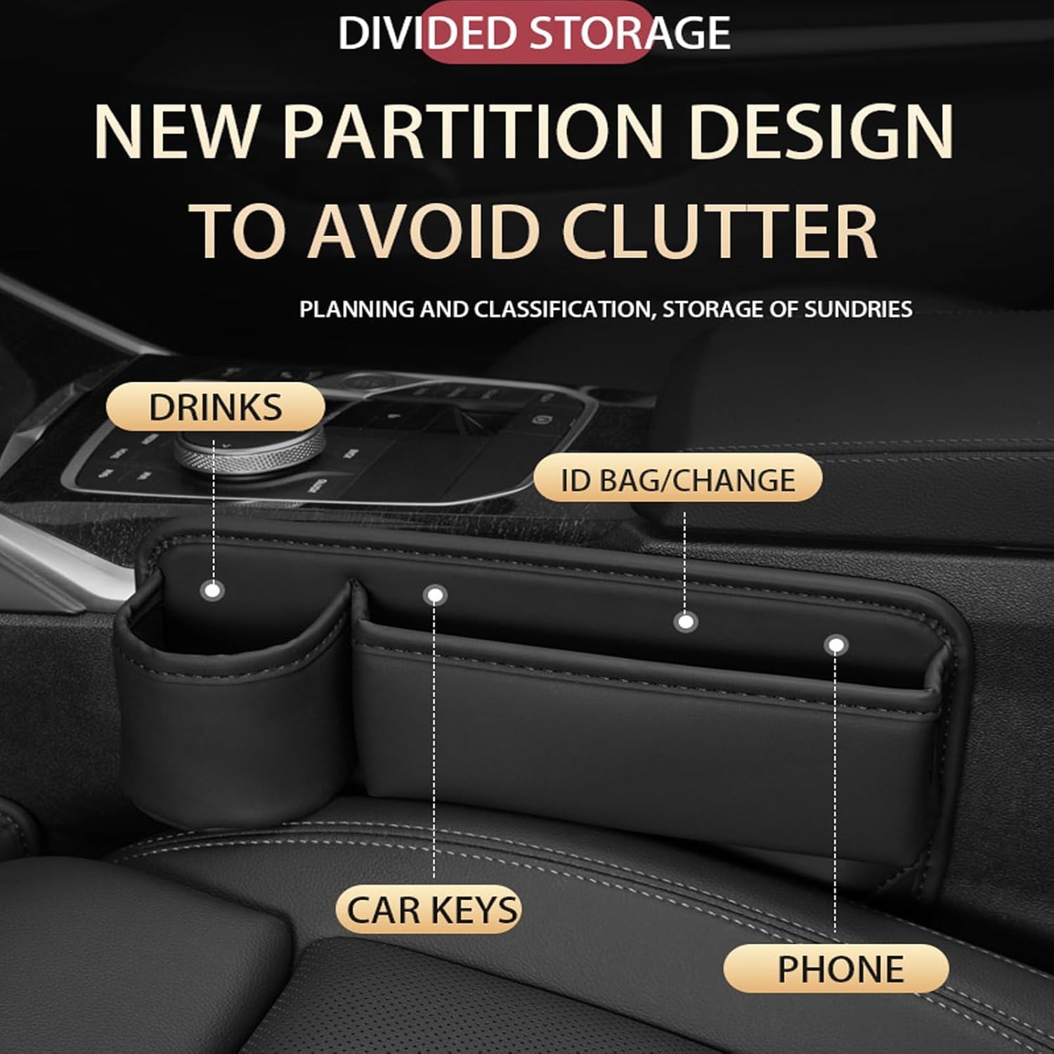 Boîte De Rangement Latérale Multifonctionnelle Pour Console De Voiture Avec Porte-gobelet - Poste De Conduite - Auto