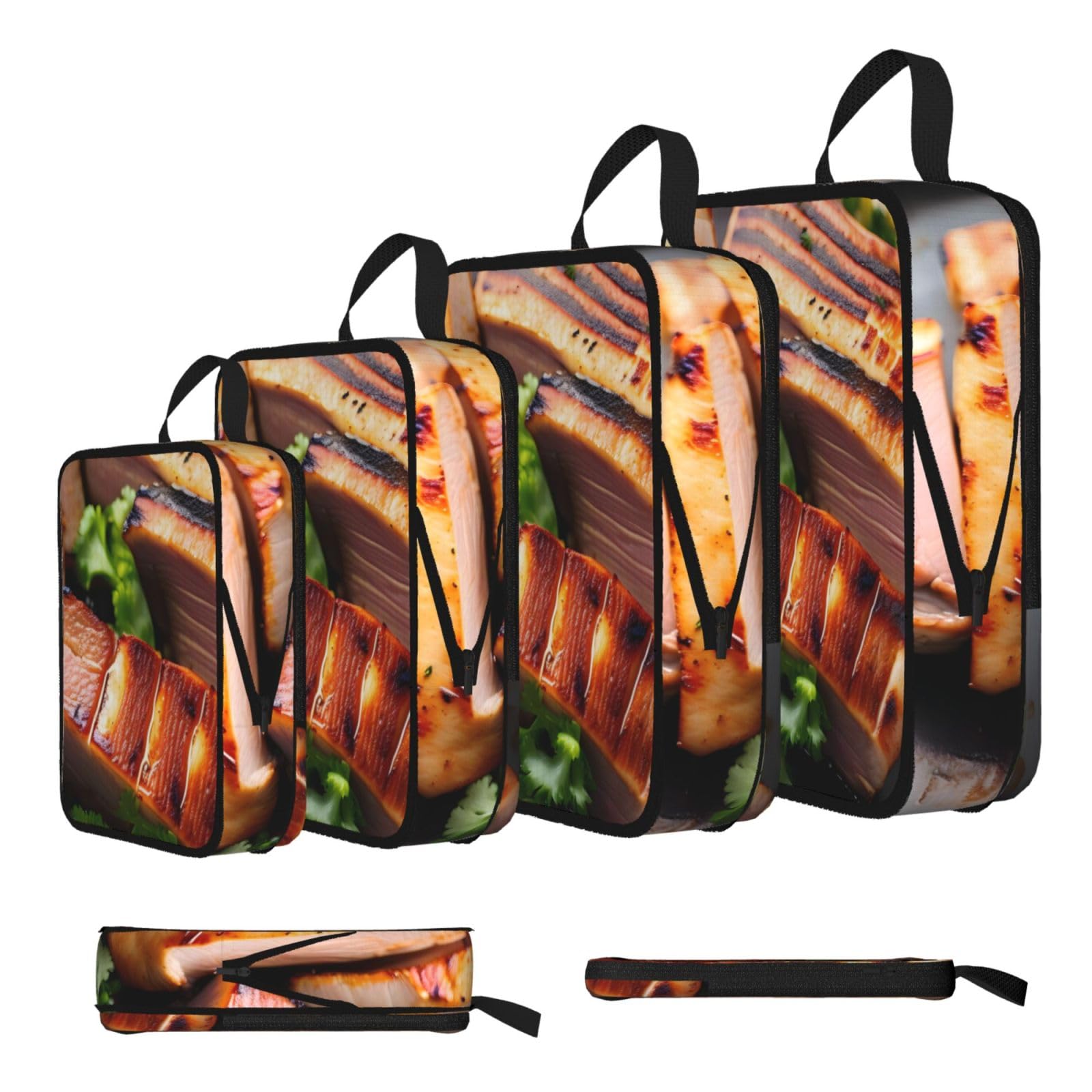 Sxzvvbn Black Golden Roast Compression Packing Cubes 4 Piece Set