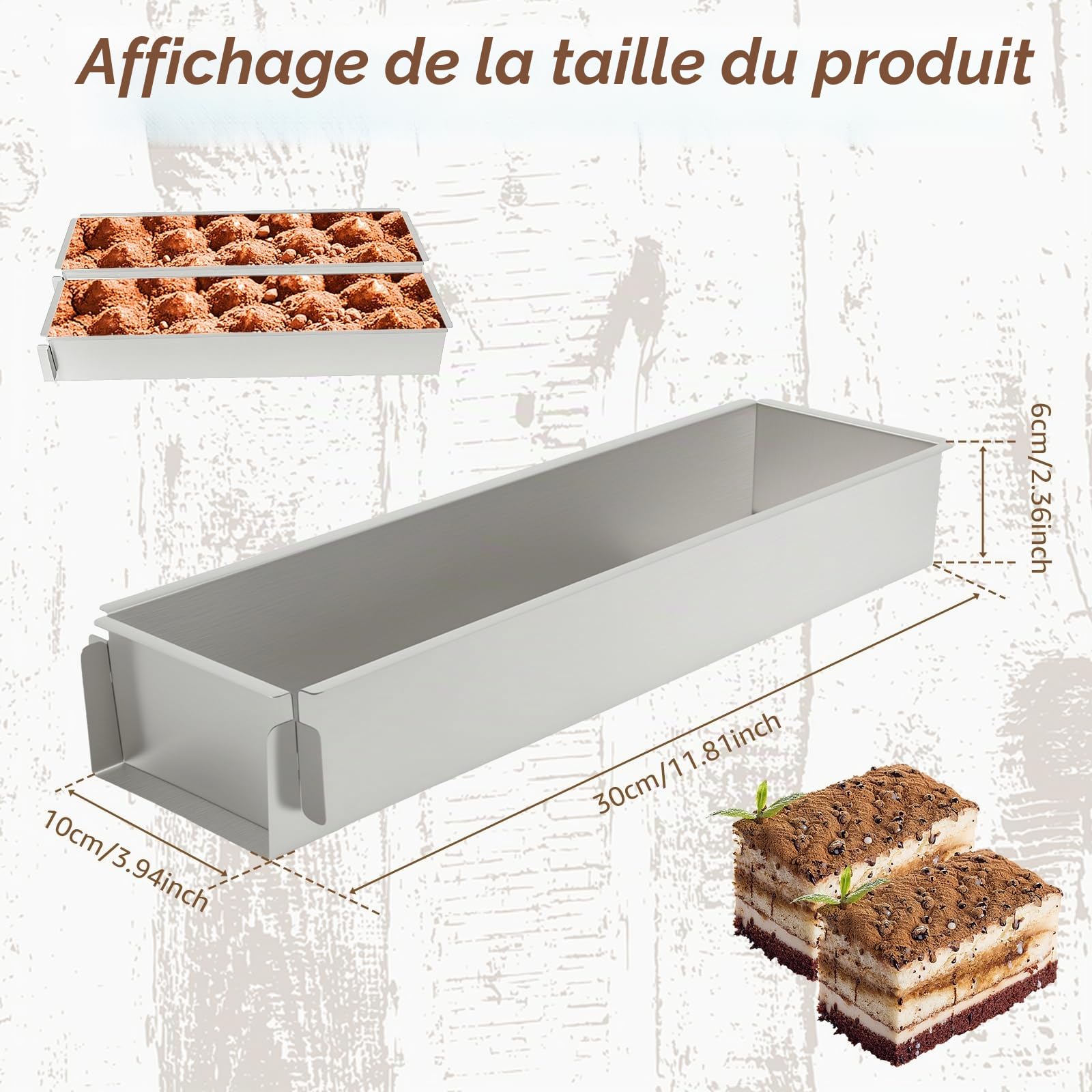 Cadre de cuisson rectangulaire réglable, en acier inoxydable, moule à tiramisu, moule à cheesecake, non toxique, antiadhésif, sans BPA, moules réutilisables pour gâteaux, brownies, cheesecakes