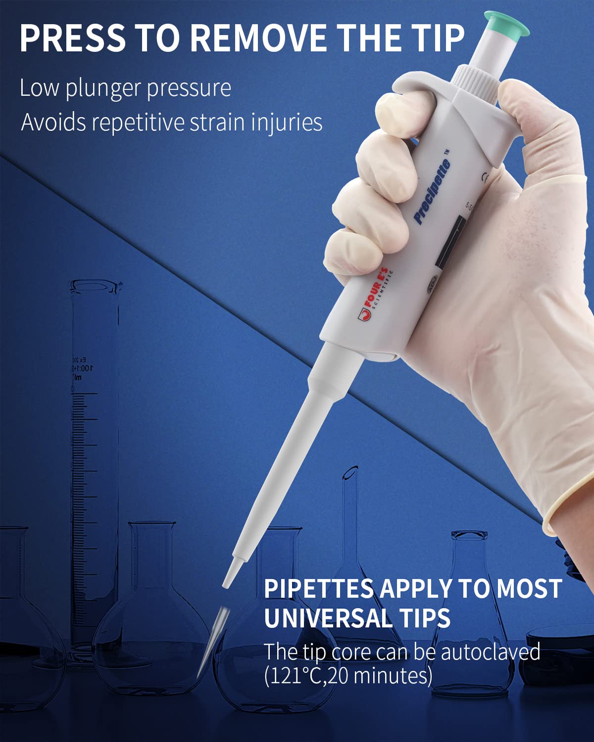 5-50μL pipetas monocanal micropipeta pipeta de laboratorio ISO8655 (incremento 0,05μL)