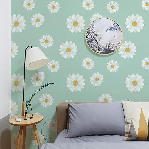 Miniatura 4 de JAHUL Papel tapiz de margaritas para despegar y pegar, diseño floral, lindo autoadhesivo, extraíble, papel tapiz de flores en papel tapiz/papel