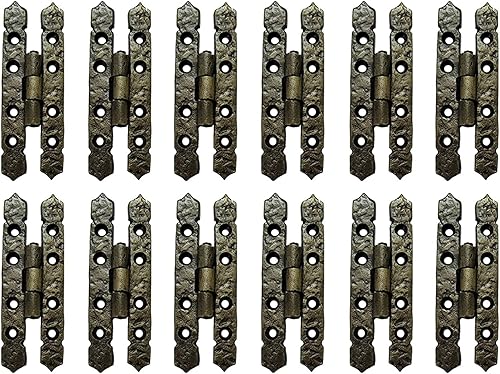 Miniatura 4 de Adonai Hardware "Allon" Bisagras antiguas de hierro fundido H para gabinete (paquete de 4 x 16 unidades, negro mate) para puertas de granero