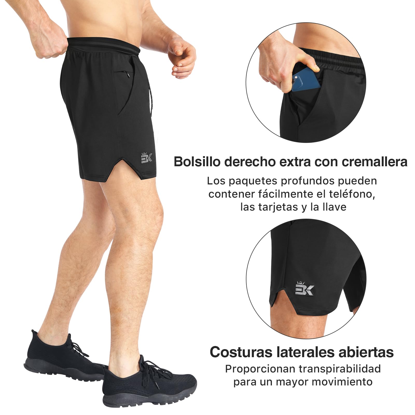 ZENWILL Pantalones Cortos Deporte Ligeros para Hombre,5" Running Short Cómodo para Hombre con Bolsillo Cremallera