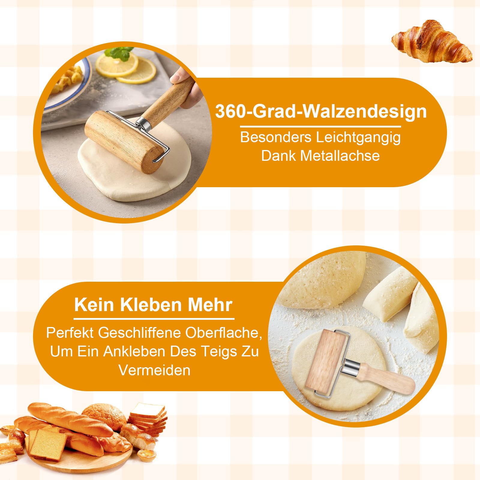 Pulabole Rouleau à Pâtisserie De Pâte D'acier Inoxydable Faisant Cuire Le Rouleau D'outil De