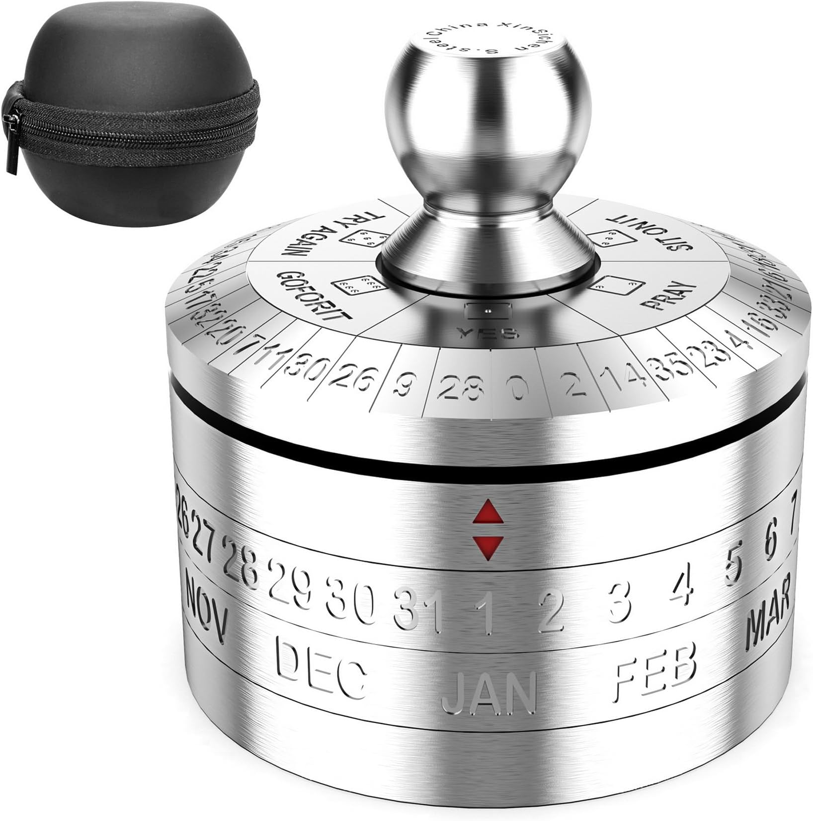 Stainless Steel Lucky Fidget Spinner Toy Mens Gifts Office Desktop Anxiety Relief Paperweight Roulette Dice Game Decision Maker Important Date Reminder Calendar
