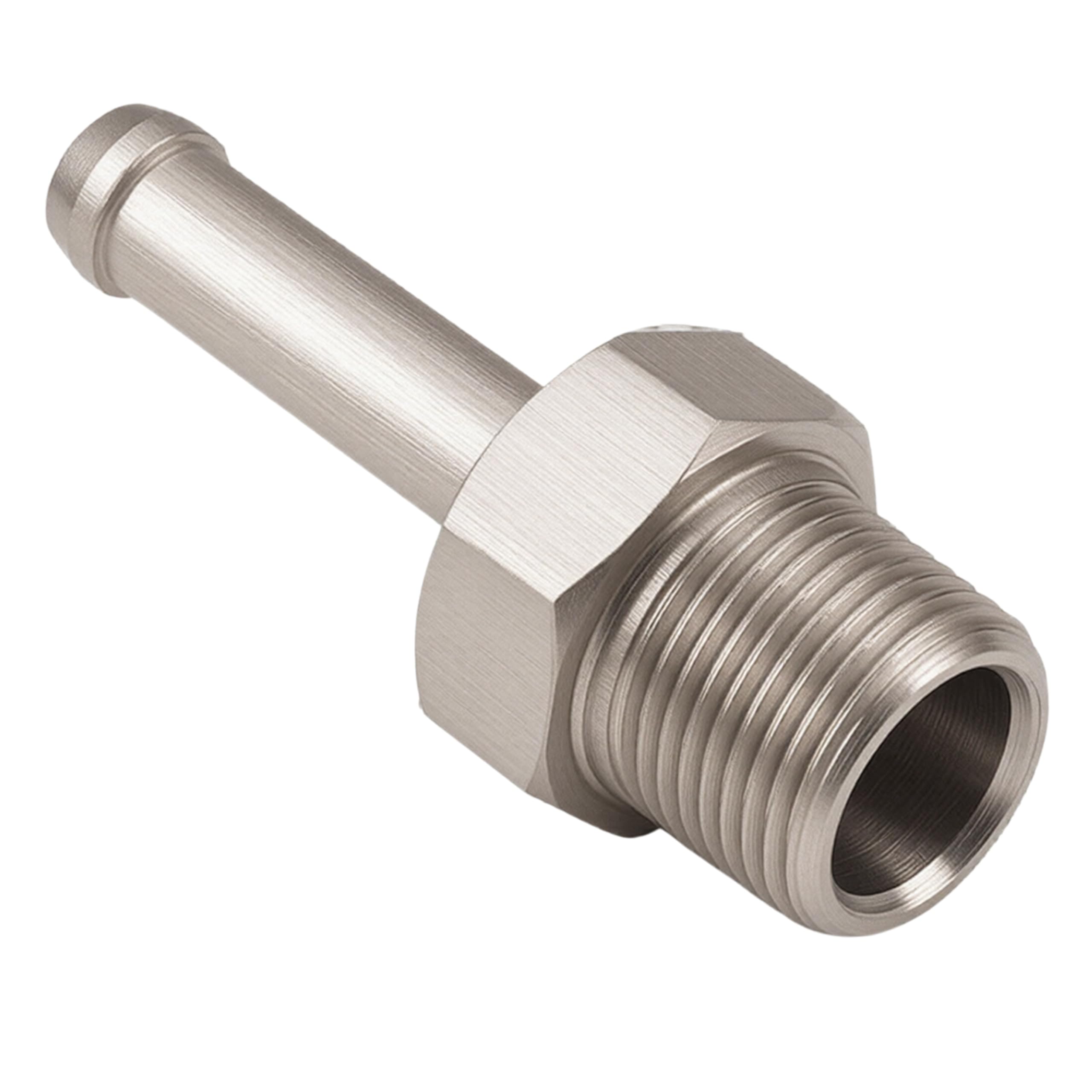 PrecisionGeek - Aluminium 1/8 NPT to 4mm 5mm (3/16) Aluminium Push ON Barb Tail Hose Pipe Fitting (Natural anodised)