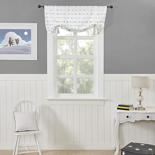 Miniatura 4 de Hopscotch - Persiana para ventana, cortina de globo con filtro de luz, decoración bordada del hogar (azul atlántico, 42 x 63 pulgadas)