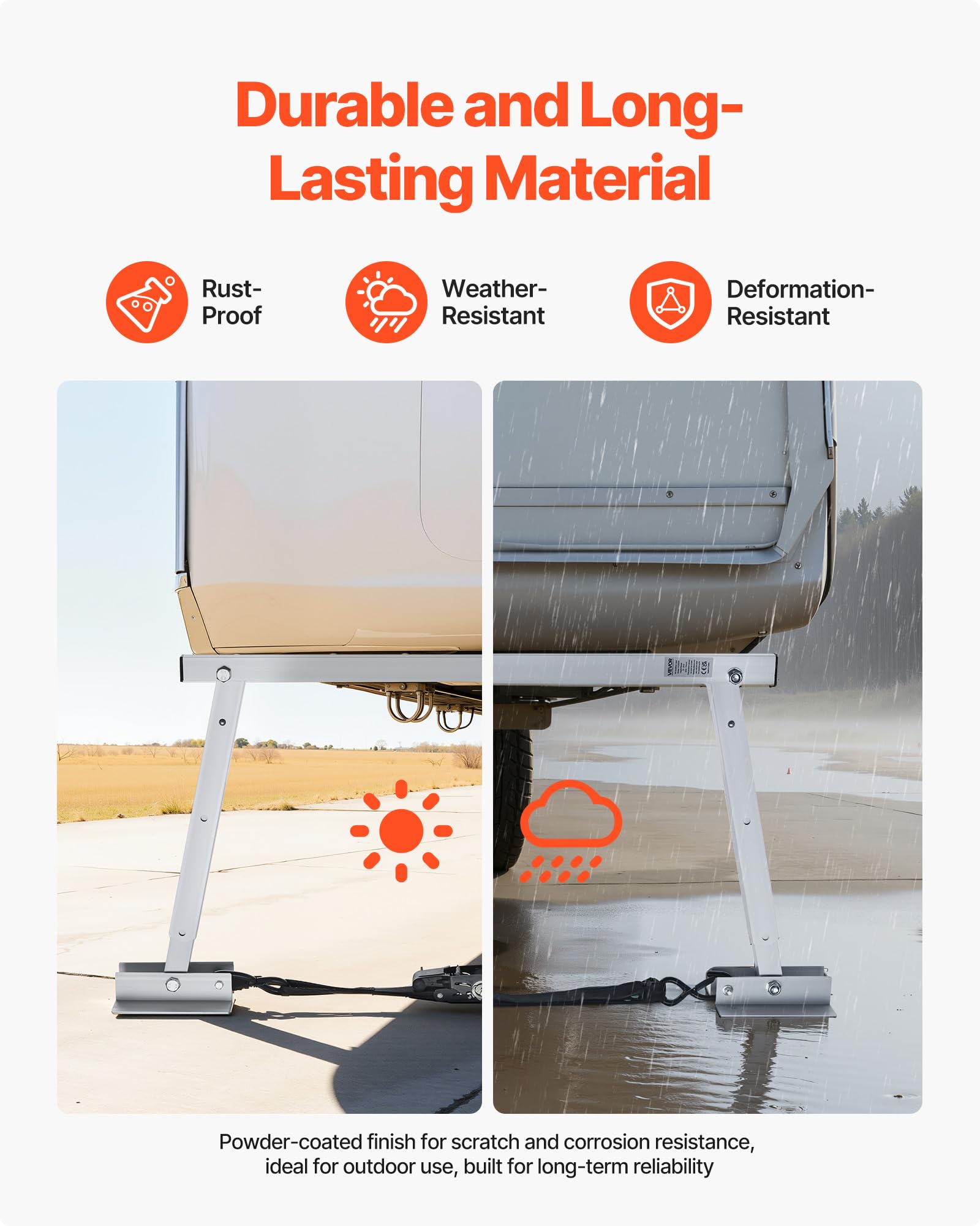 VEVOR Stabilizzatore per Paraurti per Camper, Set di Supporto per Caravan Rimorchi e Semirimorchi, Cavalletti di Sostegno per Auto, Altezza Regolabile da 304,8 a 711,2 mm, Peso di 2,8 kg, 2 pz