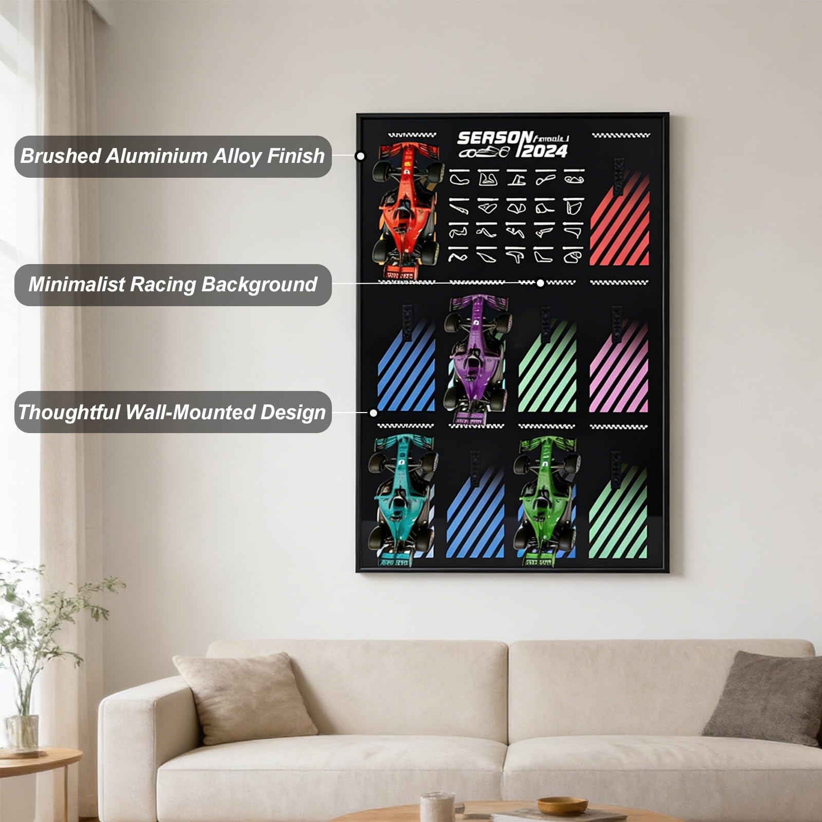 Wandhalterung für F1 Rennwagen Modelle (Kompatibel mit 77242-77251), Acryl Display Vitrine & Wandboard für Sammler [Kein Modell enthalten]