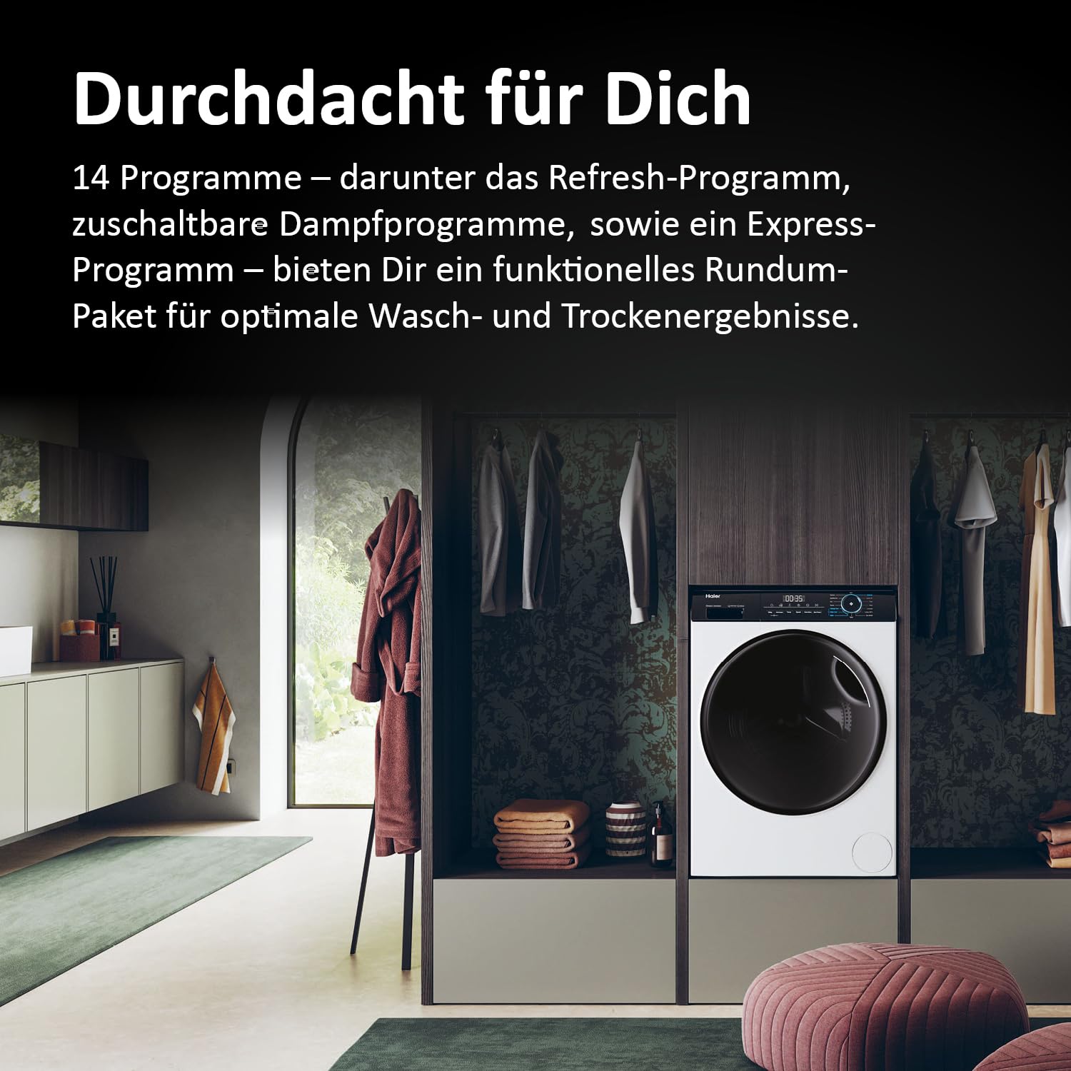 Haier I-PRO SERIE 3 Waschtrockner HWD100-B14939 I Waschmaschine Trockner Kombi I 10kg Waschen & 6kg Trocknen I Energieklasse A, Kombiklasse D I 1.400 U/Min. & leiser Direktantrieb I Washer Dryer
