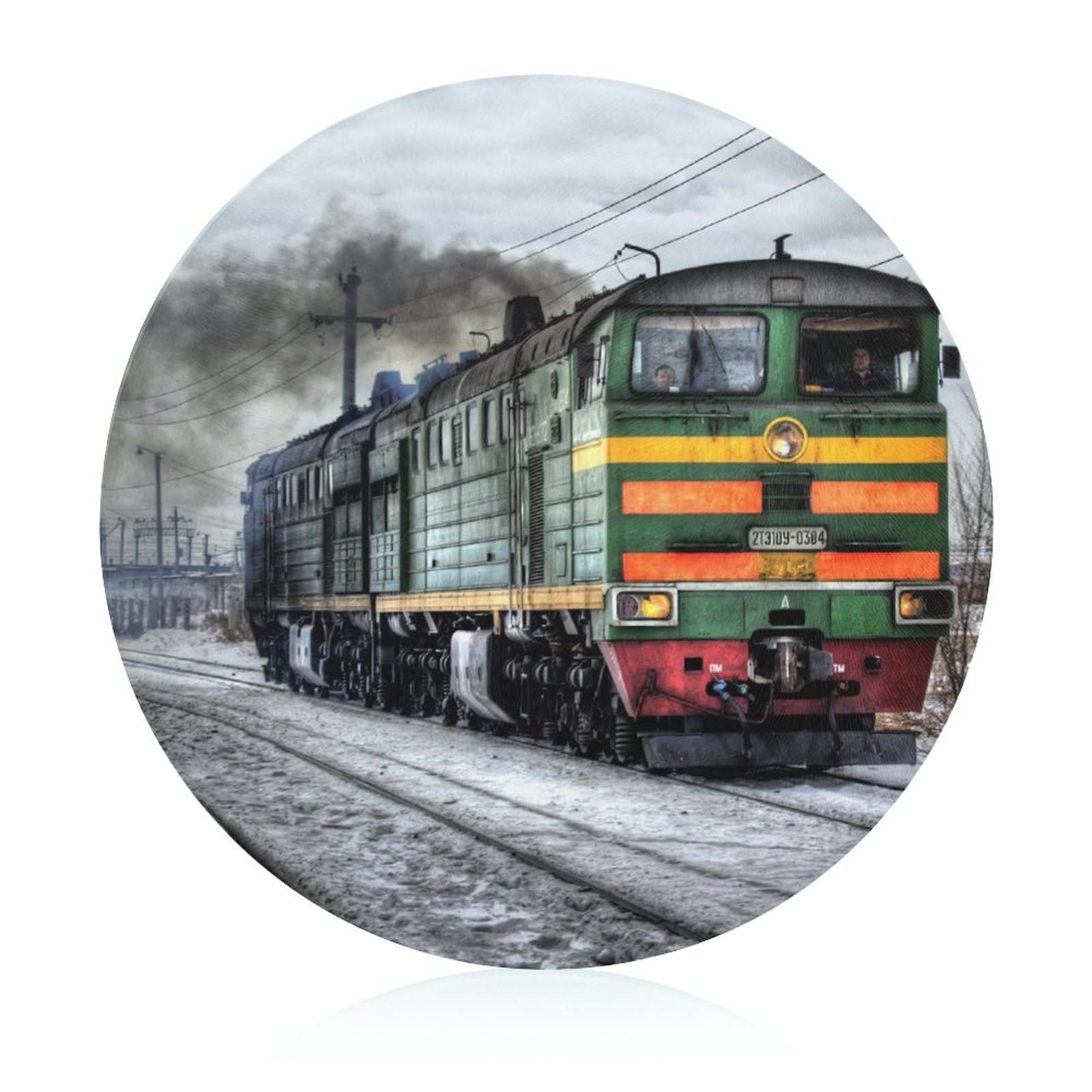 Planche à découper en verre trempé Train plaque de cuisine antidérapante 20 cm