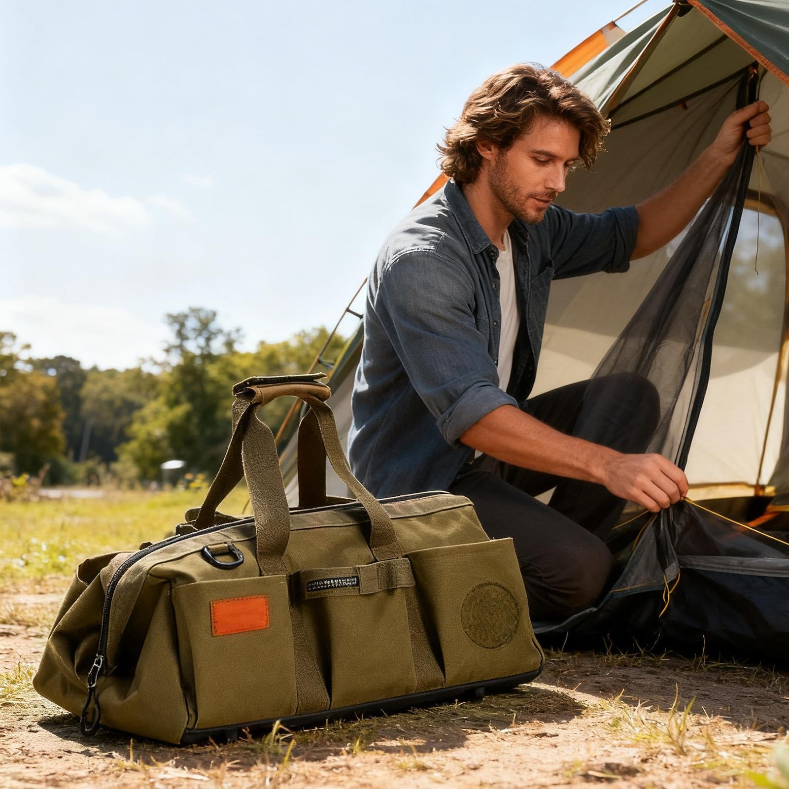 Sac À Sardines De Tente pour Camping Boîte À Piquets De Tente avec Plateau