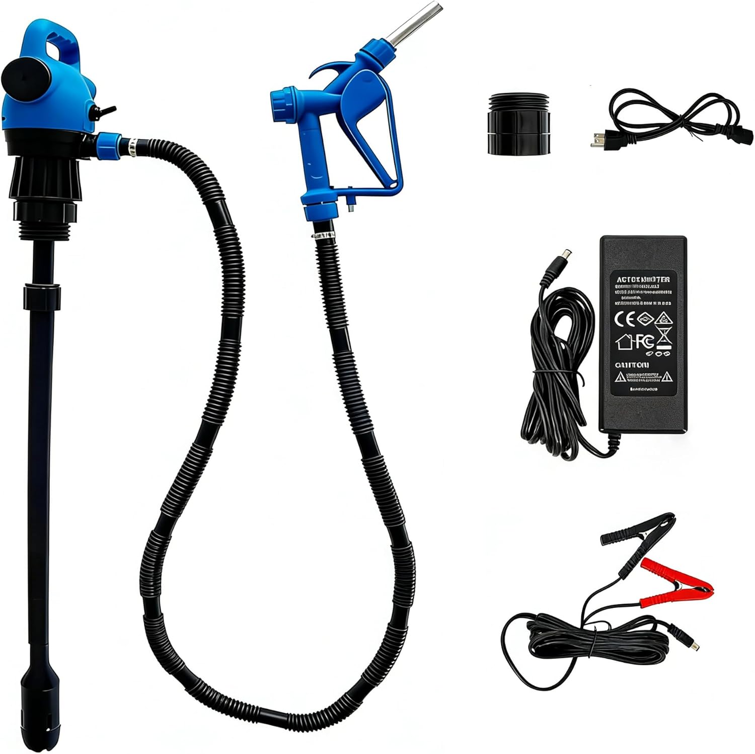 120V AC Electric Drum Pump with 12V DC Power, 55 Gallon Drum Pump with Built-in 2-Inch Bung Adapter, 5 Gallons Per Minute Flow Rate Liquid Transfer for DEF Diesel Water Antifreeze