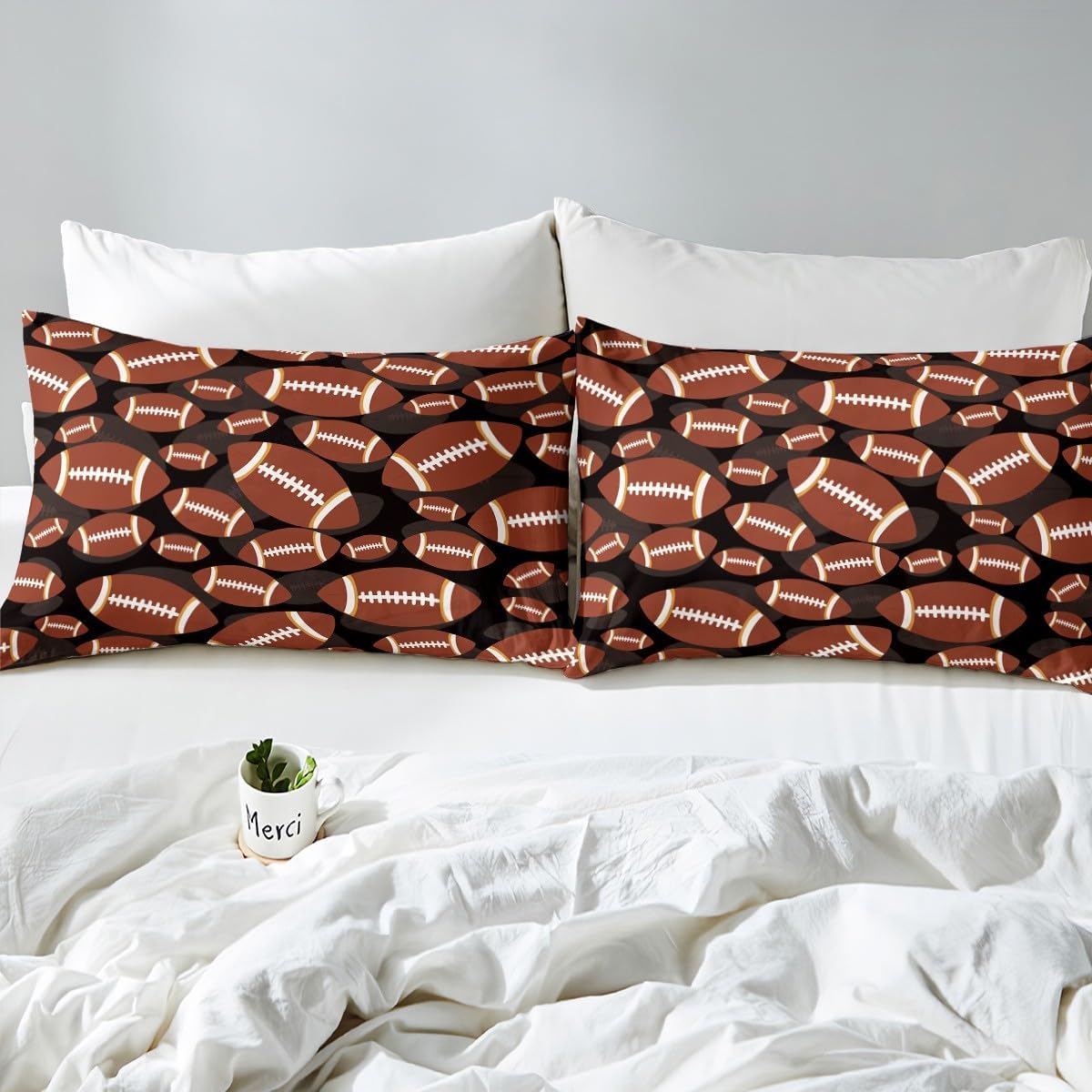 Feelyou Football Bed Sheets Sports Theme Bed Sheet Set for Kids Boys Girls Rugby Game Bedding Set Ball Games Competition Fitted Sheet Bedroom Collection 2Pcs Twin Size - Image 4