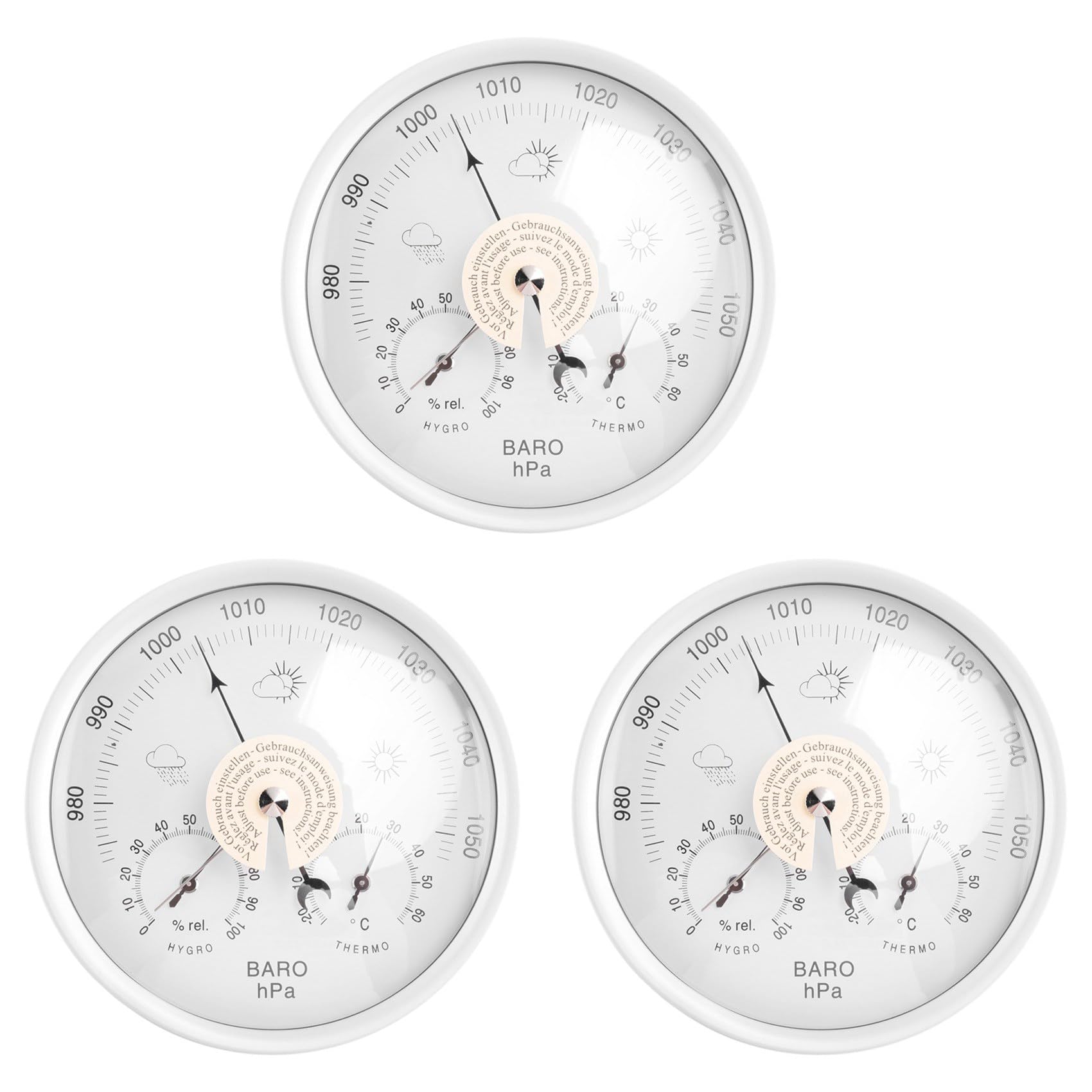 3X Digitales Innen-Hygrometer Tragbares 3-In-1-Wand-Wetterthermometer-Barometer-Hygrometer Wohnkultur 132MM Verwendung für Unterschiedliche Umgebungen (, EinheitsgrößE)