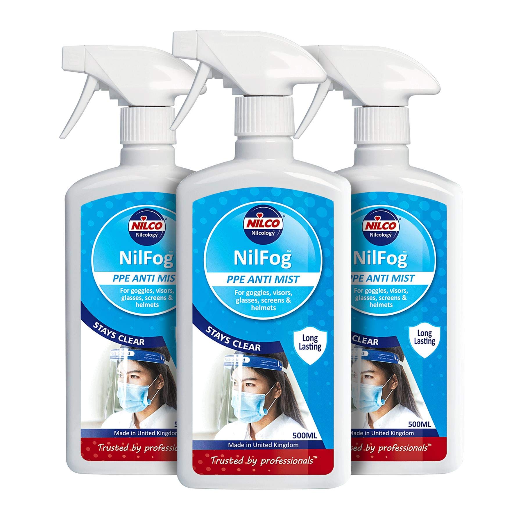 Motor World Nilco Nilfog™ Ppe Anti Mist Spray For Goggle Glasses Motorbike Visor - 500Ml