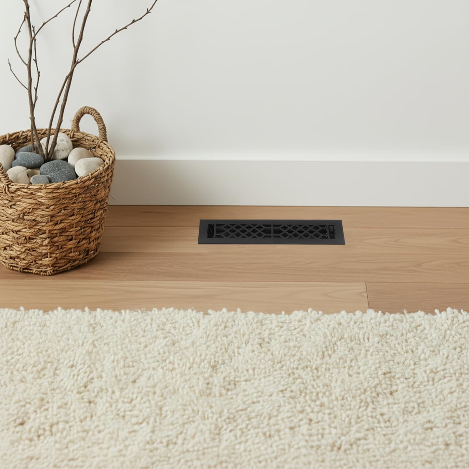 Empire Register Co, Steel Floor Register - 2x12 inch, Antique Style Design, Textured Black Finish, Heavy Duty Walkable Steel Floor Vents, Metal Damper Attached Air Vents for Home Floor only