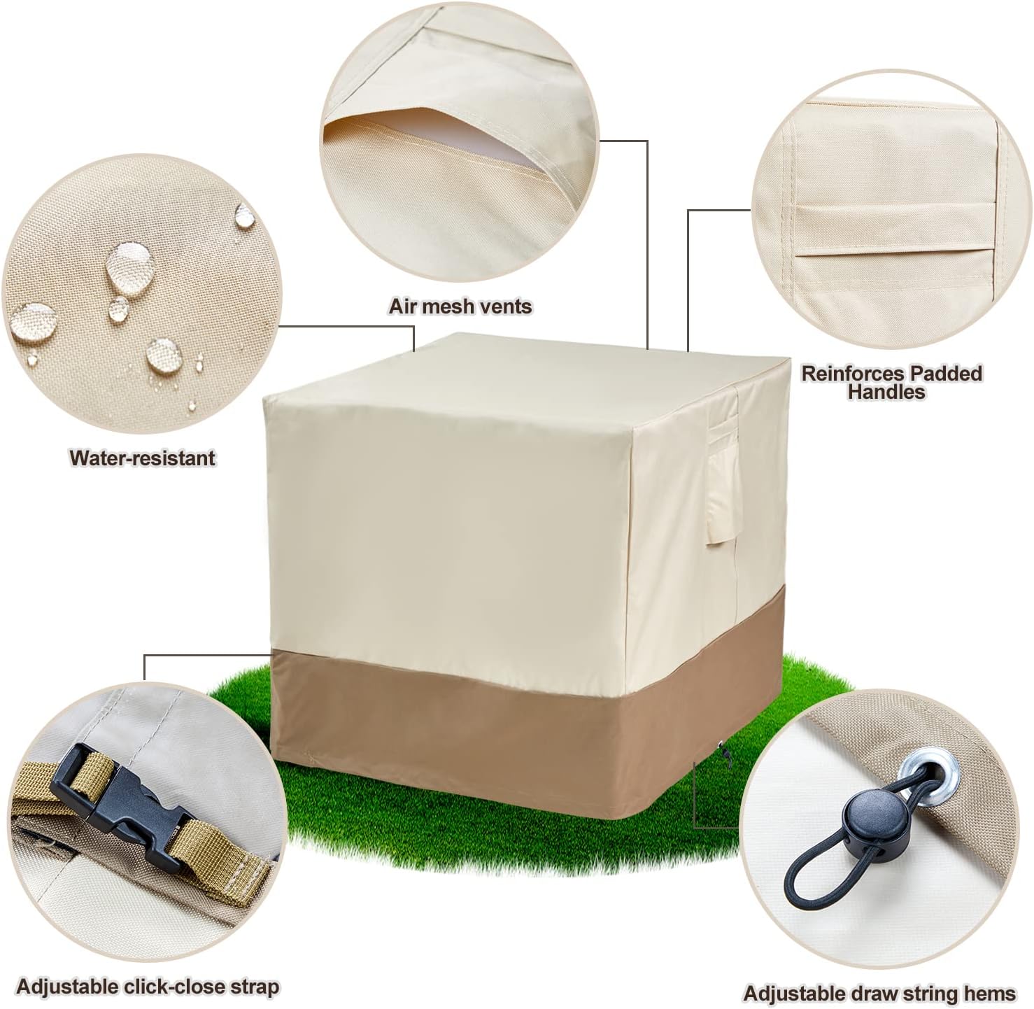 June Win Air Conditioner Cover for Outside Units, AC Covers Windproof and Durable, 600D Oxford Cloth Air Conditioner Cover UV and Water Resistant Fits up to 35 x 35 x 30 inches : Home & Kitchen