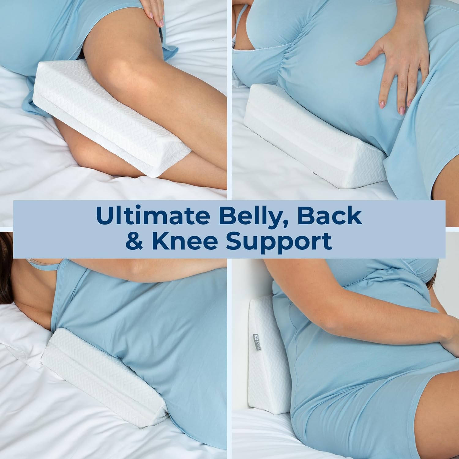 5 STARS UNITED Wedge Cushion for Side Sleeping - Knee Pillow for Side Sleepers - Knee Pillow for Between Leg Support for Sciatica, Hip, and Lower Back Pain, White