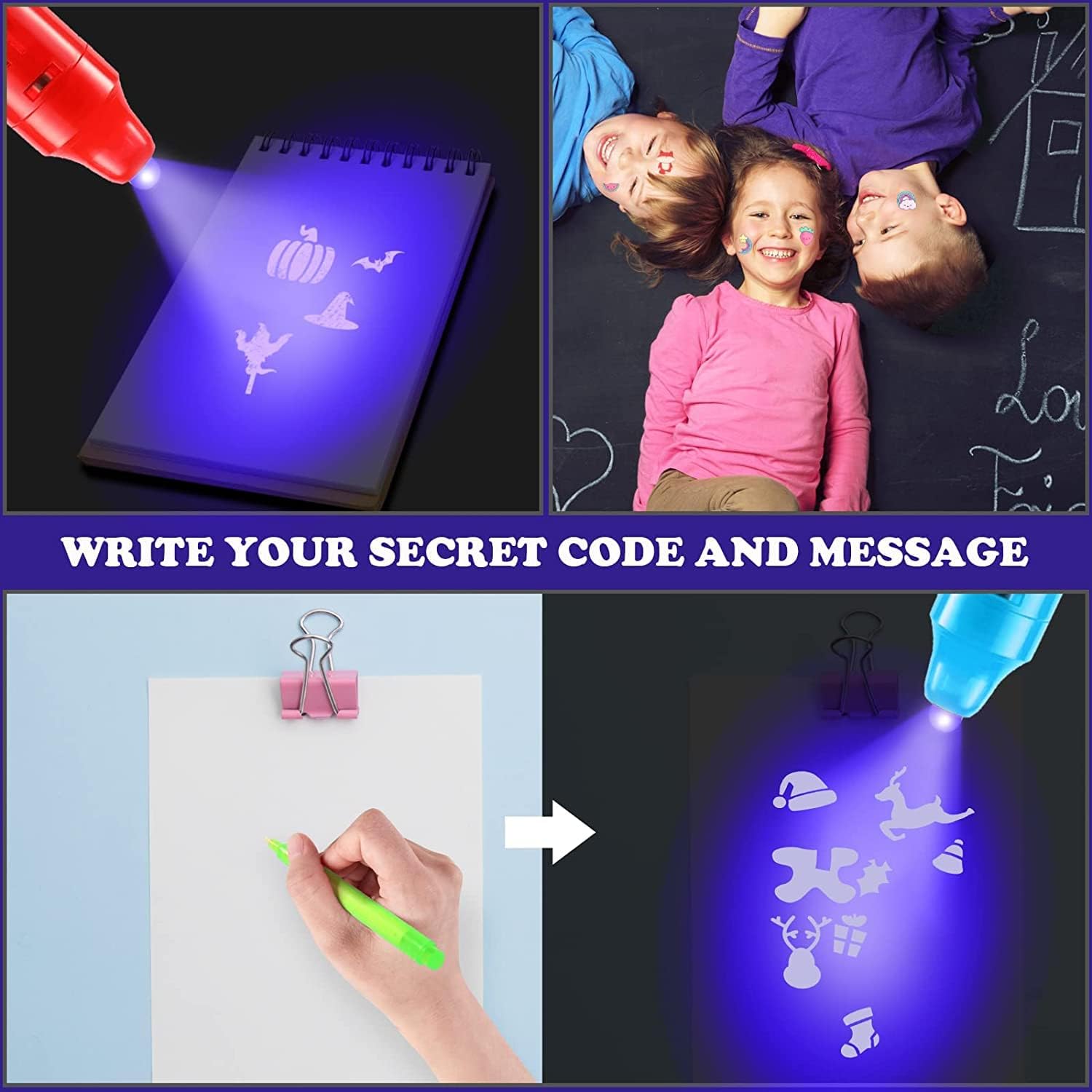 DazSpirit 30 Pack Invisible Ink Pens with UV Light for Kids Ages 8-12 | Secret Message Pens for Classroom Prizes, Treasure Box Fillers, Prize Box Toys, Goodie Bag Stuffers & Spy Party Favors