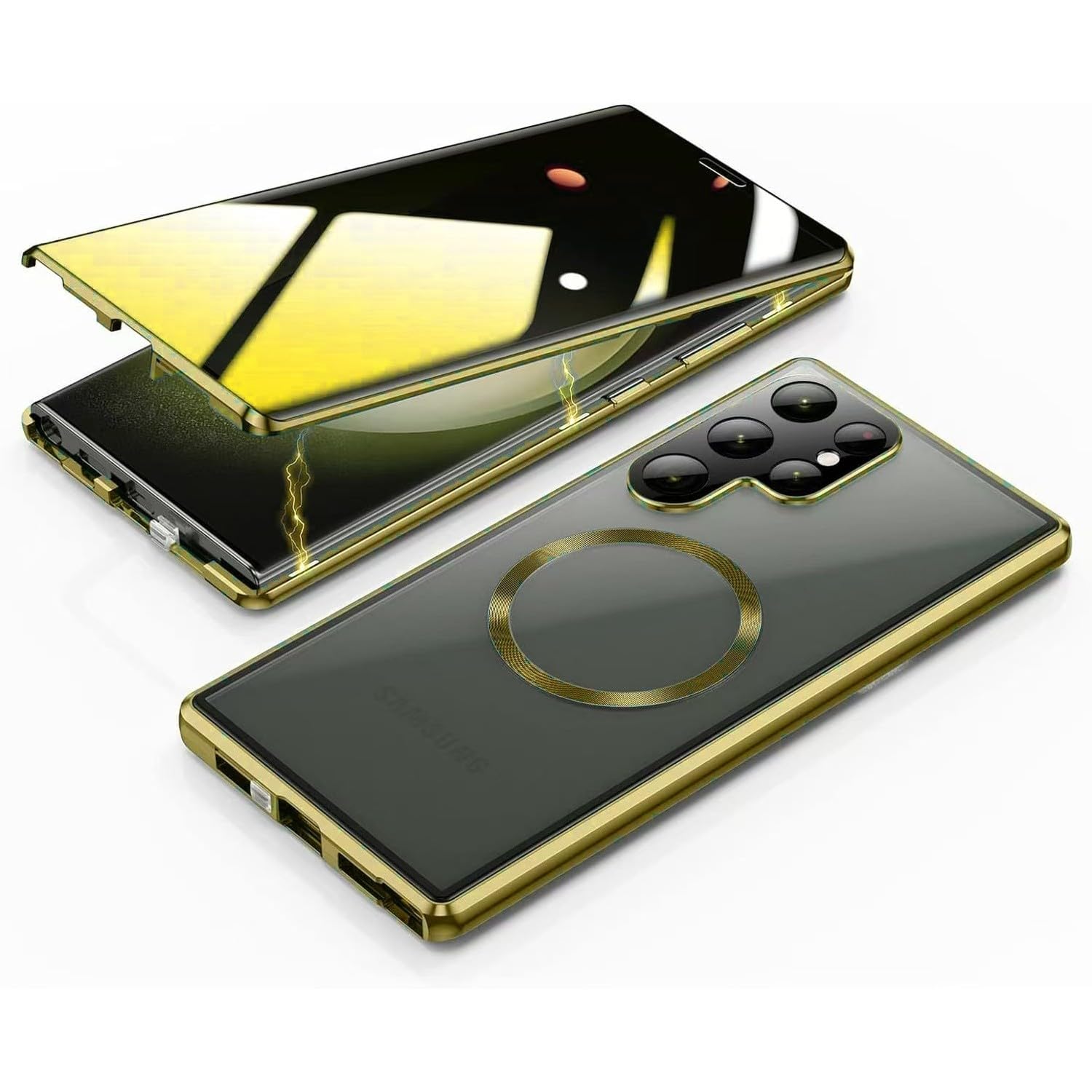 Coque Samsung S23 intégrale métallique or protection double face - 8