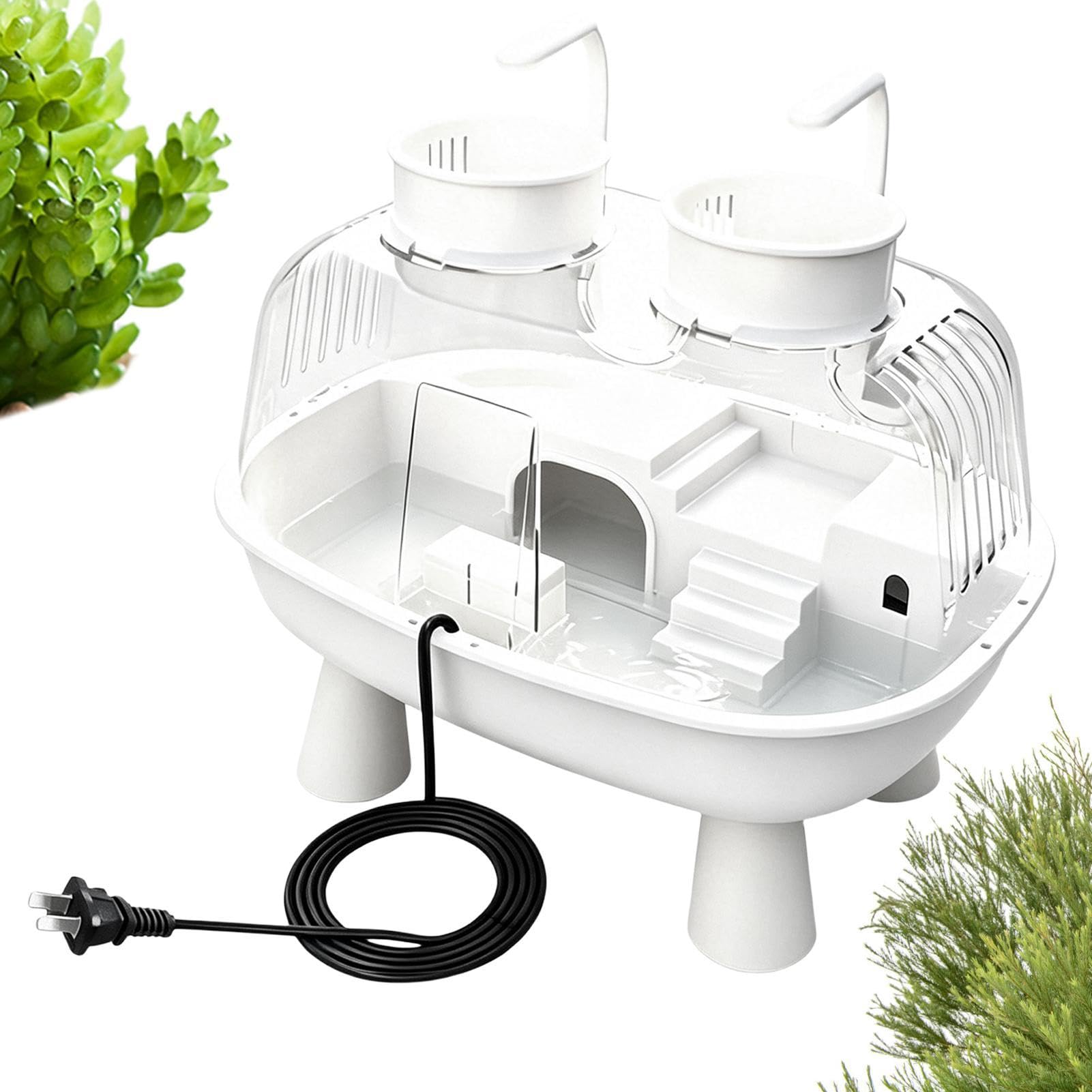 Terrarium Żółwia Przezroczysty Domek Do Wygrzewania Zasilany USB | Biurkowe Akwarium Żółwia Lądowego Dla węża, gekona lamparciego, kraba pustelnika, do domu, salonu, biura, na balkon,
