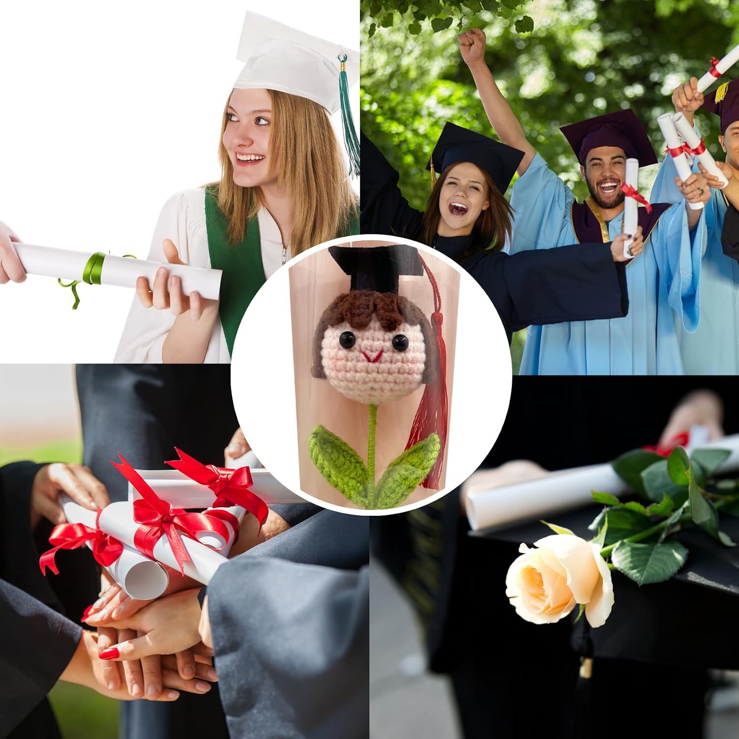 2026 Graduation Gifts - Crochet Handmade Girl Bouquet for Her, DIY Knitted Gifts for Middle High School College, Gift Ideas for Daughter Girl