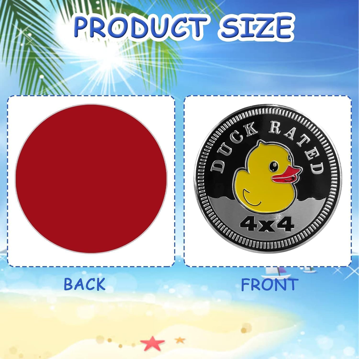 Cute Little Yellow Duck Metal Car Badge Sticker – 3D Round Auto Emblem for Jeep Wrangler, Motorcycle, Trucks & Bumpers – 4x4 Decorative Sticker, Durable Automotive Metal Decal for Vehicles