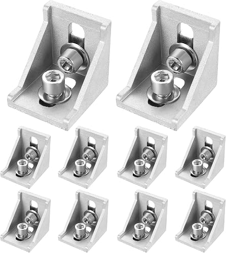 10 Pcs Equerre Profilés en Aluminium, Matériel de Fixation Angulaire 40x40, Supports Profilé Aluminiums, Profilé Alu équerre Fixation, Supports d'Angle Rainure 8 en Extrusion Aluminium 40x40 - 1