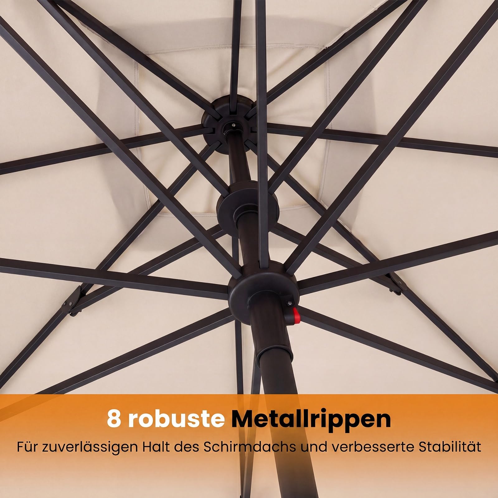 COSTWAY Sonnenschirm Alu 300 x 300 cm, quadratischer Gartenschirm, Terrassenschirm, Marktschirm für Garten, Balkon, Terrasse (Beige)