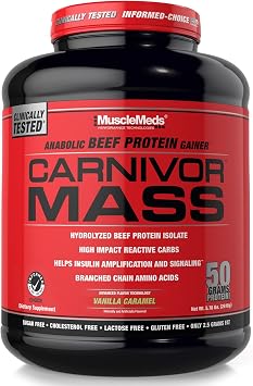 MuscleMeds Carnivor Mass Diet Supplement, Vanilla Caramel, 5.78 Pound 002658