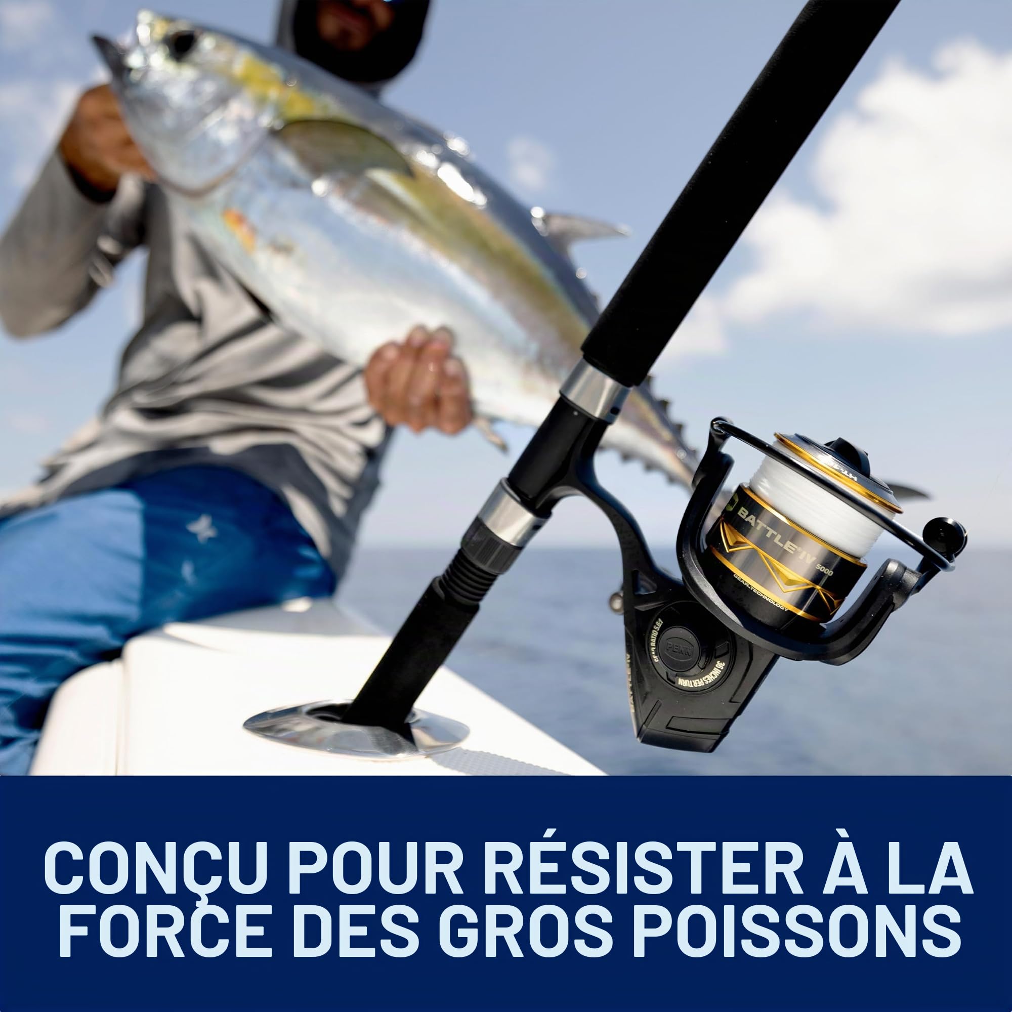 Penn Kit de Moulinet de Combat, Taille 5 000, Comprend Un Couvercle de Moulinet et Une Bobine de Rechange en Aluminium anodisé, Position de la poignée Droite/Gauche, système de Frein Avant HT-100