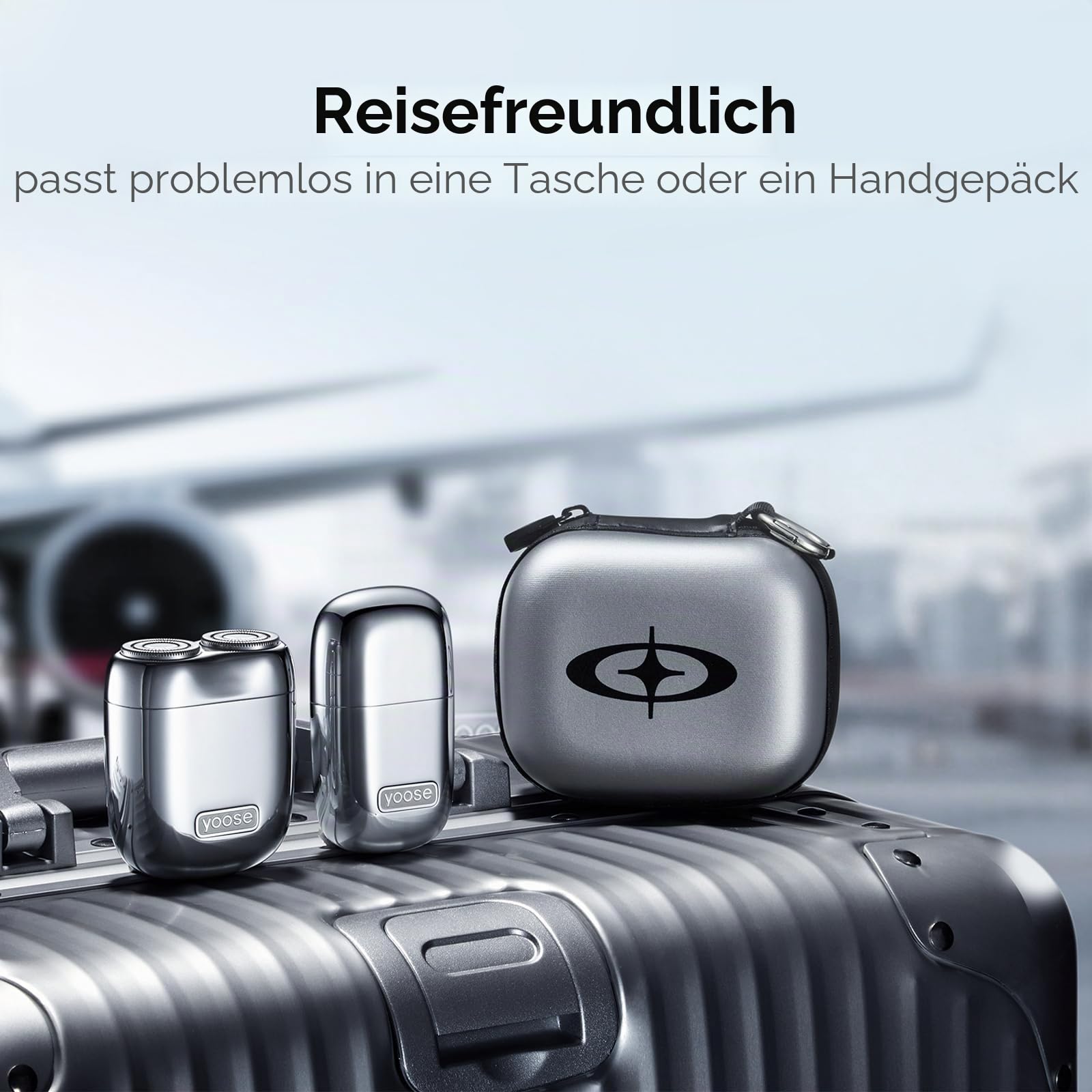yoose MINI Rasierer und Nasenhaartrimmer, mit Superleisem Motor, Legierungsmaterial und IPX7 wasserdicht, yoose Pflegesets als idale Geschenk für Männer, Silber