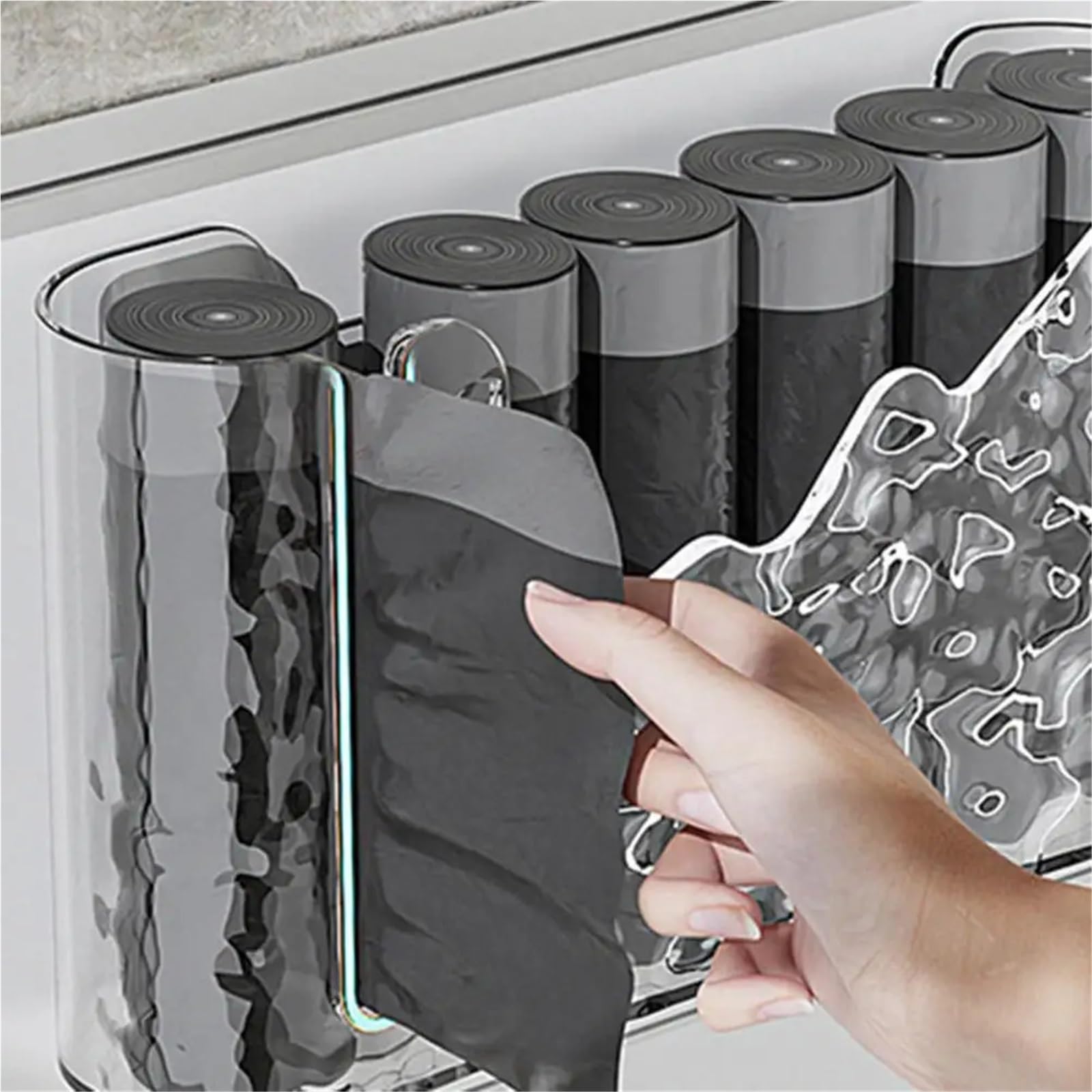 Dispensador De Bolsas De Basura Caja de almacenamiento de bolsas de basura, soporte for bolsa de basura Extra largo, montado en la pared, fácil instalación, caja organizadora de almacenamiento(White)